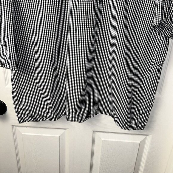 Liz Claiborne Lizsport Black Check Print Snap Button Rolled Sleeved Shirt Sz XL - Picture 4 of 8